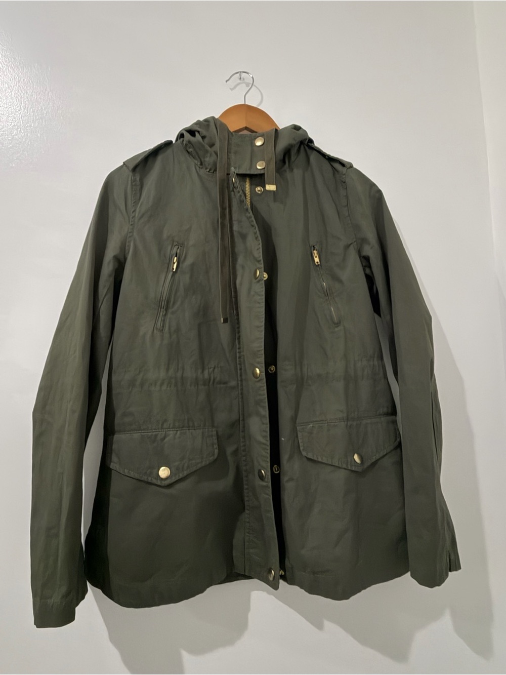Love Tree Olive Green Hooded Utility Jacket
